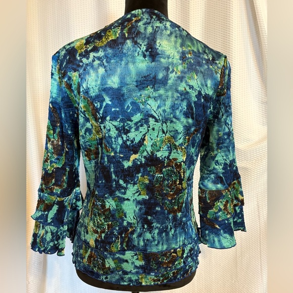 Pleats Collection multicolored tank top & matching 3/4 sleeve jacket size M NWT - Picture 4 of 10